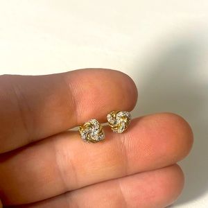 Sterling and gold vermeil twist stud earrings.